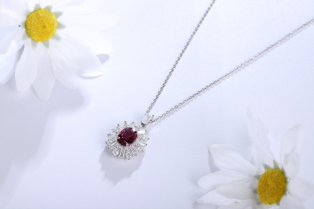 Pirmiana Fashion 2.22ct Natural Garnet Necklace S925 Silver Jewelry Engagement Gift Women