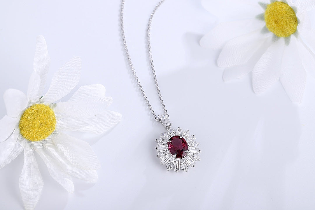 Pirmiana Fashion 2.22ct Natural Garnet Necklace S925 Silver Jewelry Engagement Gift Women