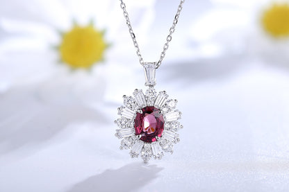 Pirmiana Fashion 2.22ct Natural Garnet Necklace S925 Silver Jewelry Engagement Gift Women