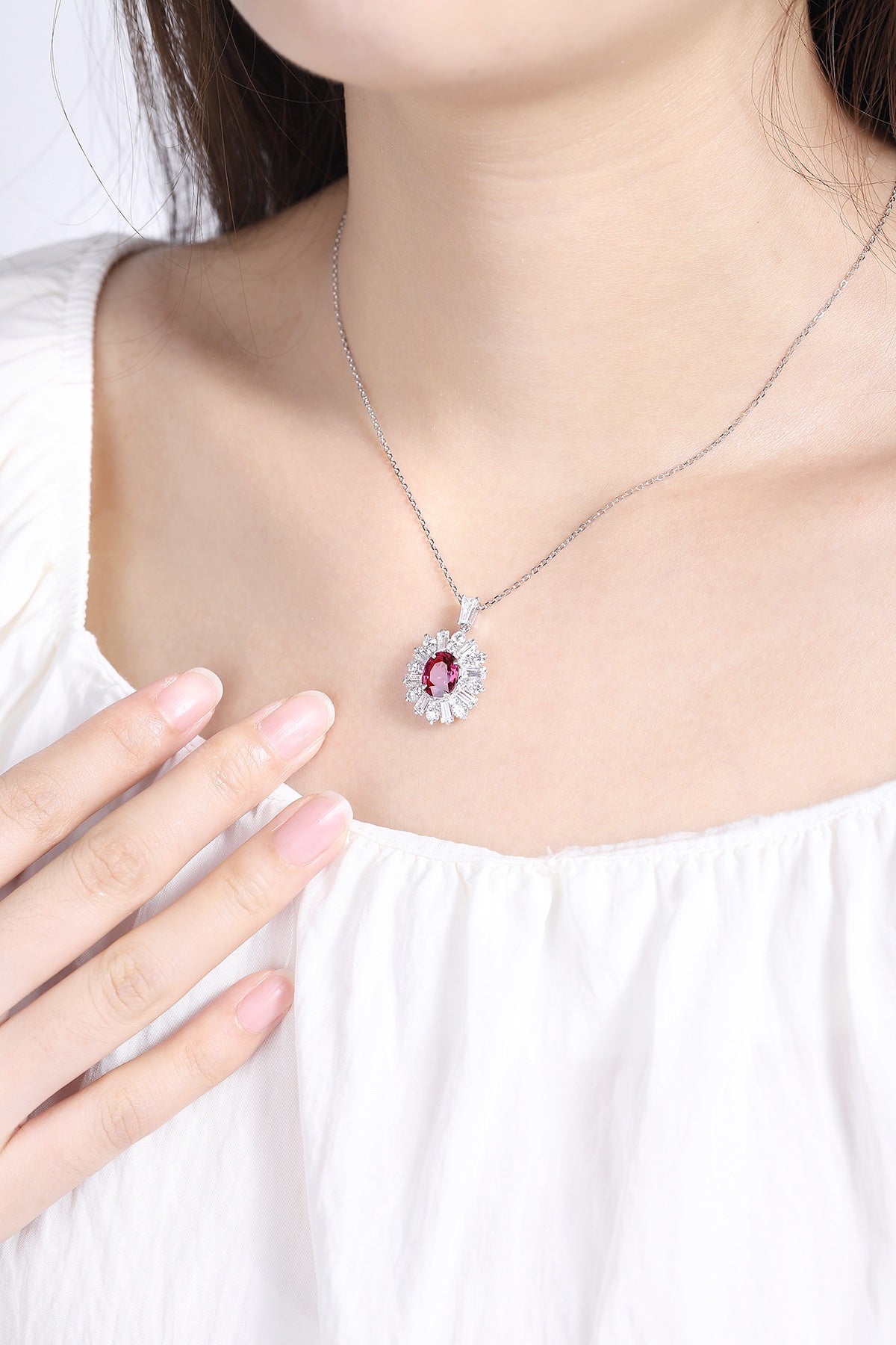 Pirmiana Fashion 2.22ct Natural Garnet Necklace S925 Silver Jewelry Engagement Gift Women