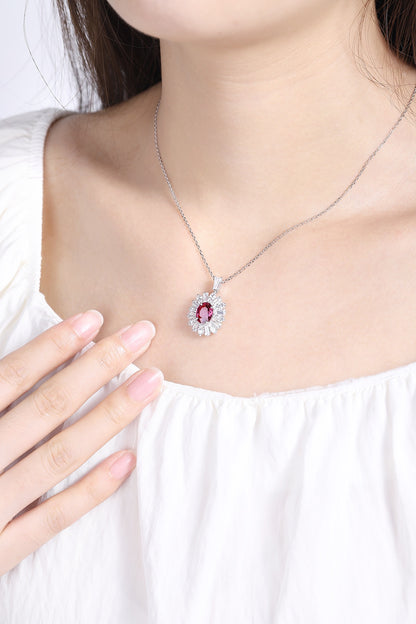 Pirmiana Fashion 2.22ct Natural Garnet Necklace S925 Silver Jewelry Engagement Gift Women