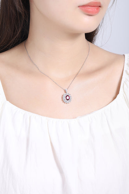 Pirmiana Fashion 2.22ct Natural Garnet Necklace S925 Silver Jewelry Engagement Gift Women