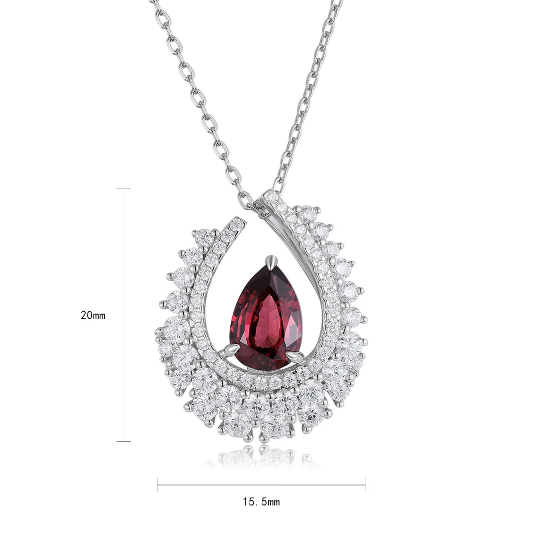 Pirmiana Fashion 2.56ct Natural Garnet Necklace S925 Silver Jewelry Engagement Gift Women