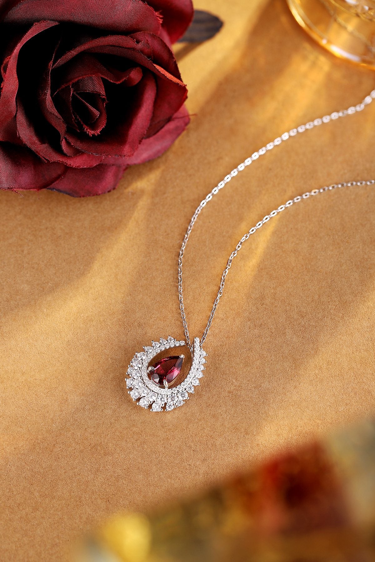 Pirmiana Fashion 2.56ct Natural Garnet Necklace S925 Silver Jewelry Engagement Gift Women