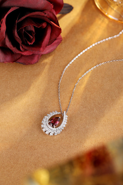 Pirmiana Fashion 2.56ct Natural Garnet Necklace S925 Silver Jewelry Engagement Gift Women