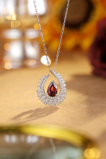Pirmiana Fashion 2.56ct Natural Garnet Necklace S925 Silver Jewelry Engagement Gift Women