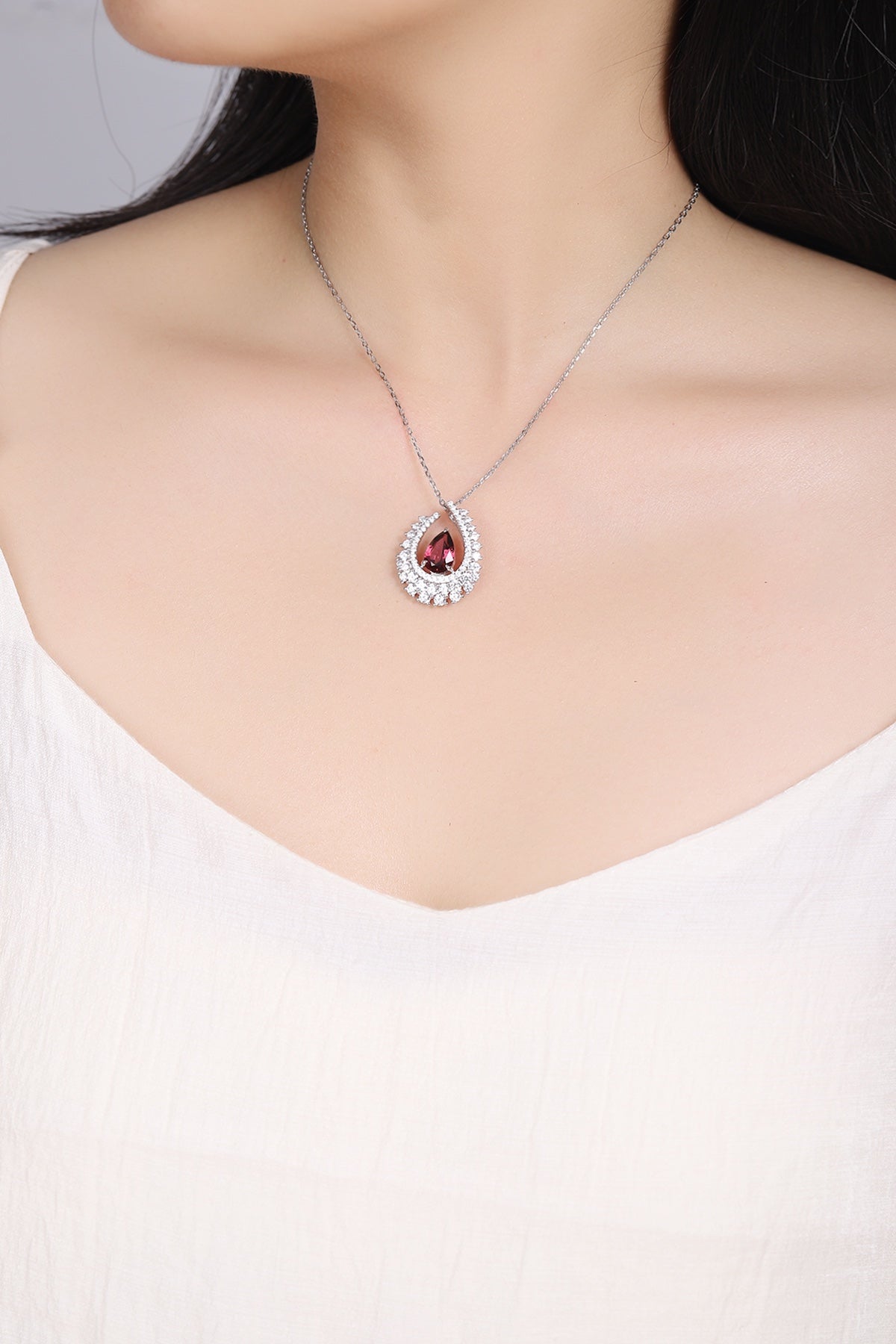 Pirmiana Fashion 2.56ct Natural Garnet Necklace S925 Silver Jewelry Engagement Gift Women