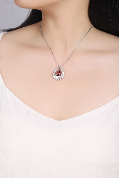 Pirmiana Fashion 2.56ct Natural Garnet Necklace S925 Silver Jewelry Engagement Gift Women