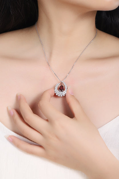Pirmiana Fashion 2.56ct Natural Garnet Necklace S925 Silver Jewelry Engagement Gift Women