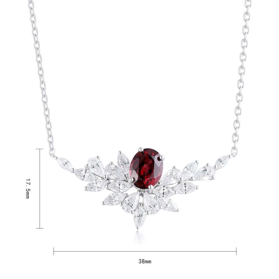 Pirmiana Fashion 2.3ct Natural Garnet Necklace S925 Silver Jewelry Engagement Gift Women