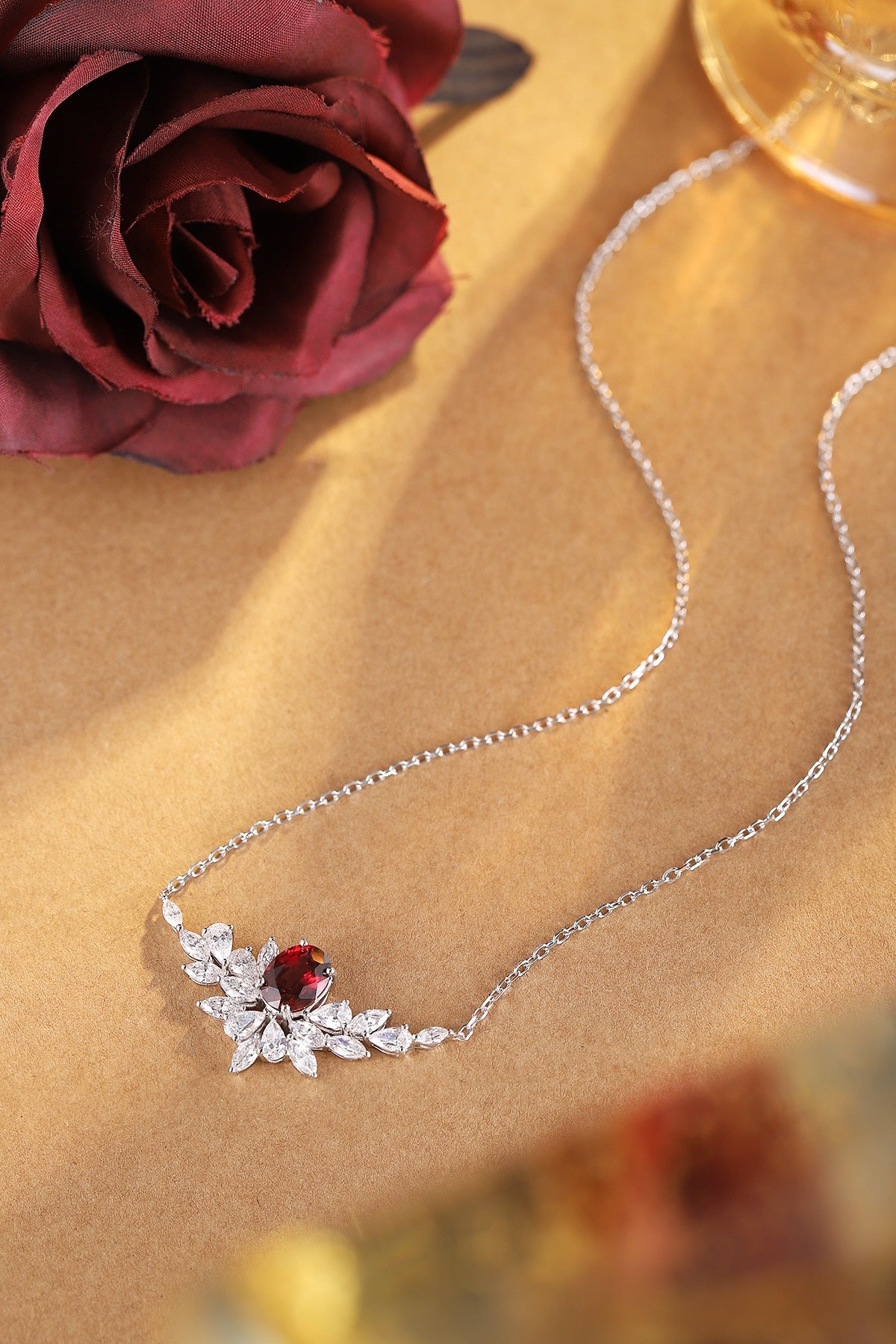 Pirmiana Fashion 2.3ct Natural Garnet Necklace S925 Silver Jewelry Engagement Gift Women