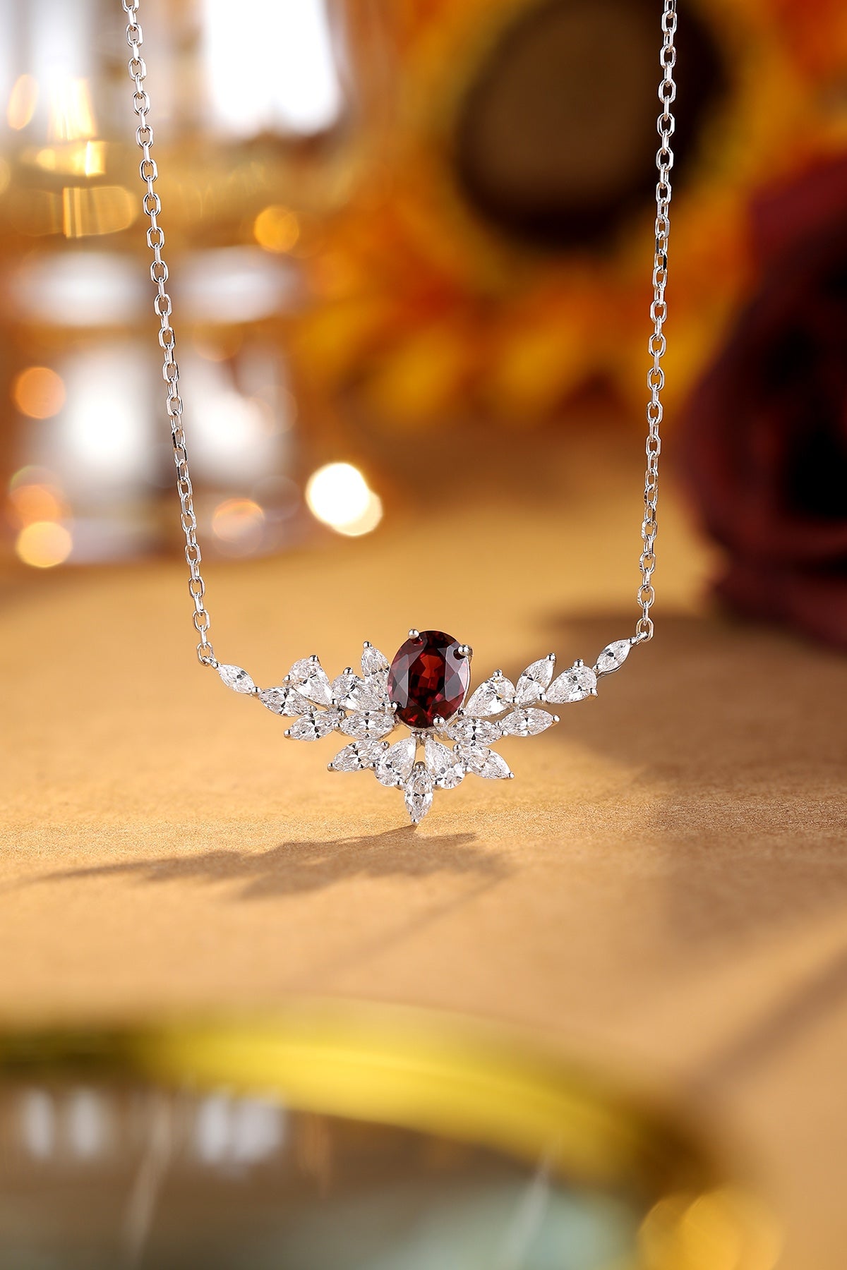 Pirmiana Fashion 2.3ct Natural Garnet Necklace S925 Silver Jewelry Engagement Gift Women