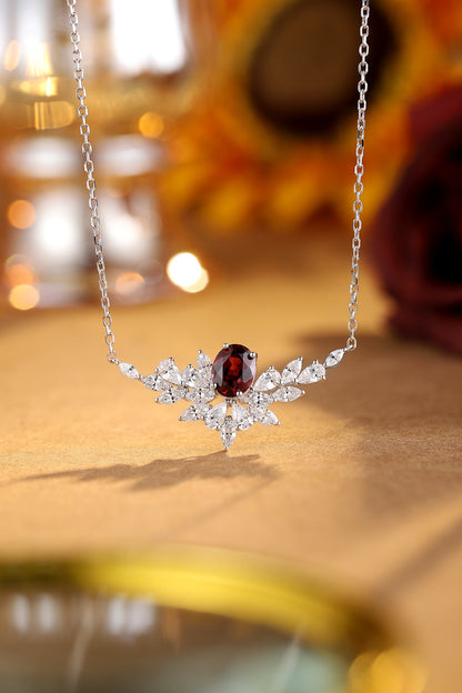 Pirmiana Fashion 2.3ct Natural Garnet Necklace S925 Silver Jewelry Engagement Gift Women