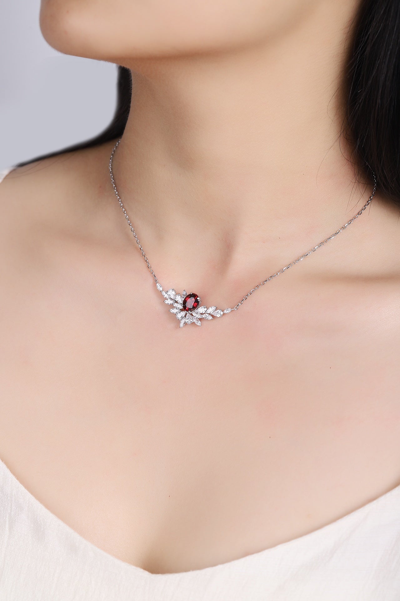 Pirmiana Fashion 2.3ct Natural Garnet Necklace S925 Silver Jewelry Engagement Gift Women
