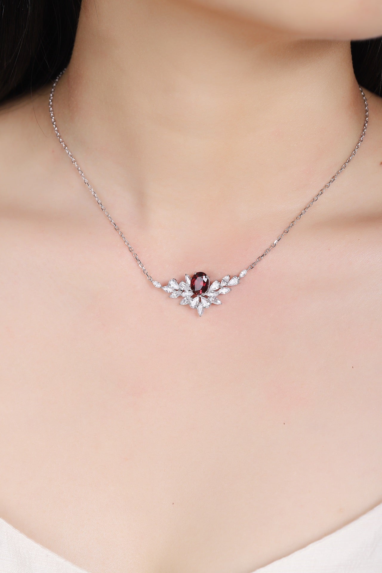 Pirmiana Fashion 2.3ct Natural Garnet Necklace S925 Silver Jewelry Engagement Gift Women