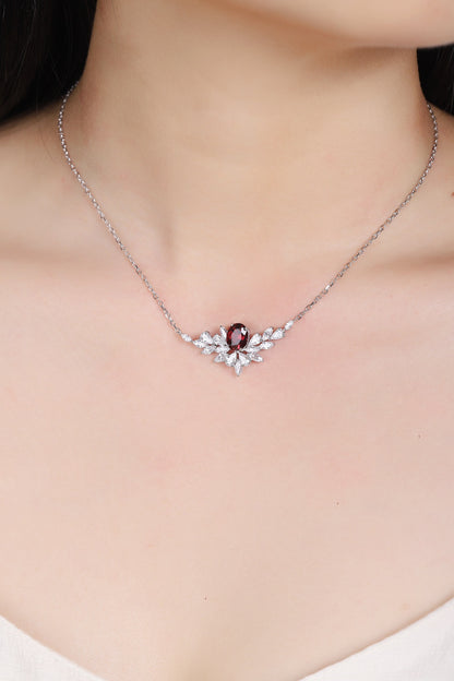 Pirmiana Fashion 2.3ct Natural Garnet Necklace S925 Silver Jewelry Engagement Gift Women