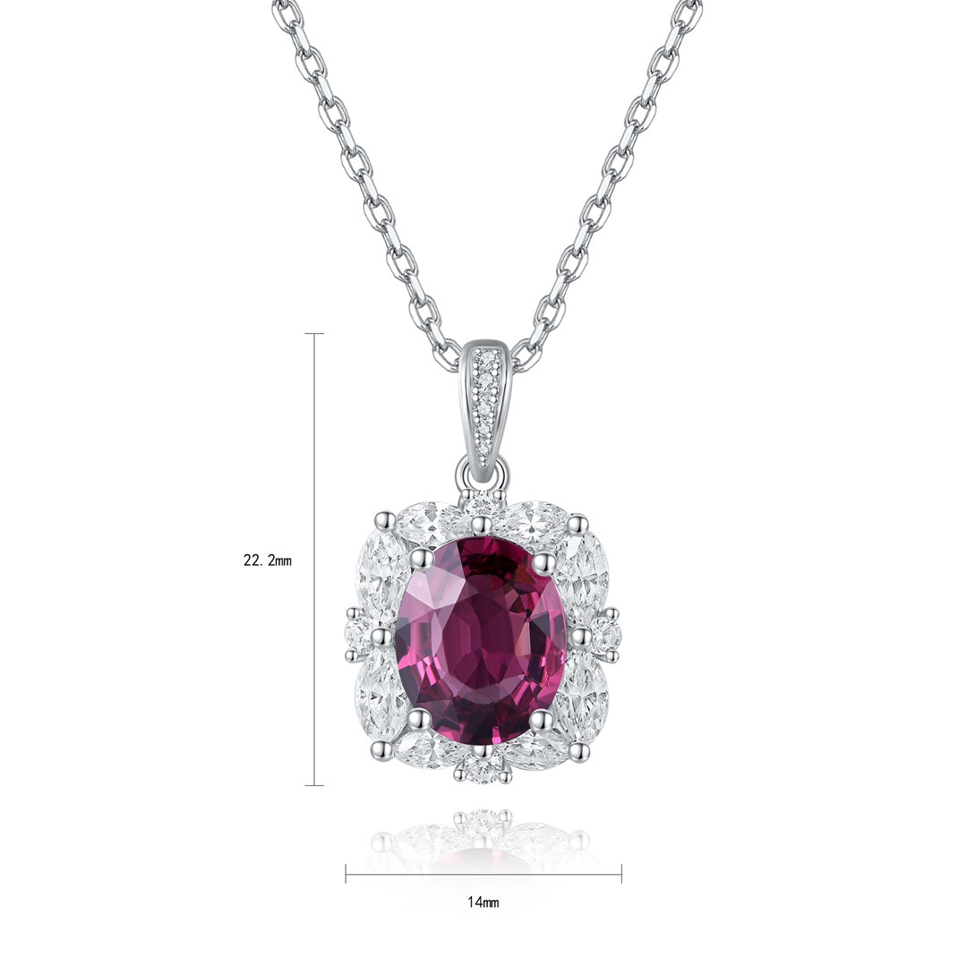 Pirmiana Fashion 4.12ct Natural Garnet Necklace S925 Silver Jewelry Engagement Gift Women