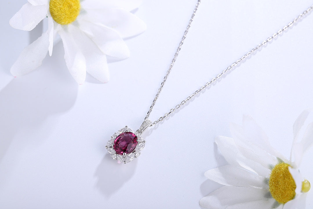 Pirmiana Fashion 4.12ct Natural Garnet Necklace S925 Silver Jewelry Engagement Gift Women