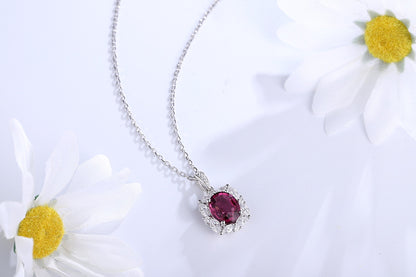 Pirmiana Fashion 4.12ct Natural Garnet Necklace S925 Silver Jewelry Engagement Gift Women