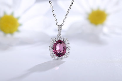 Pirmiana Fashion 4.12ct Natural Garnet Necklace S925 Silver Jewelry Engagement Gift Women