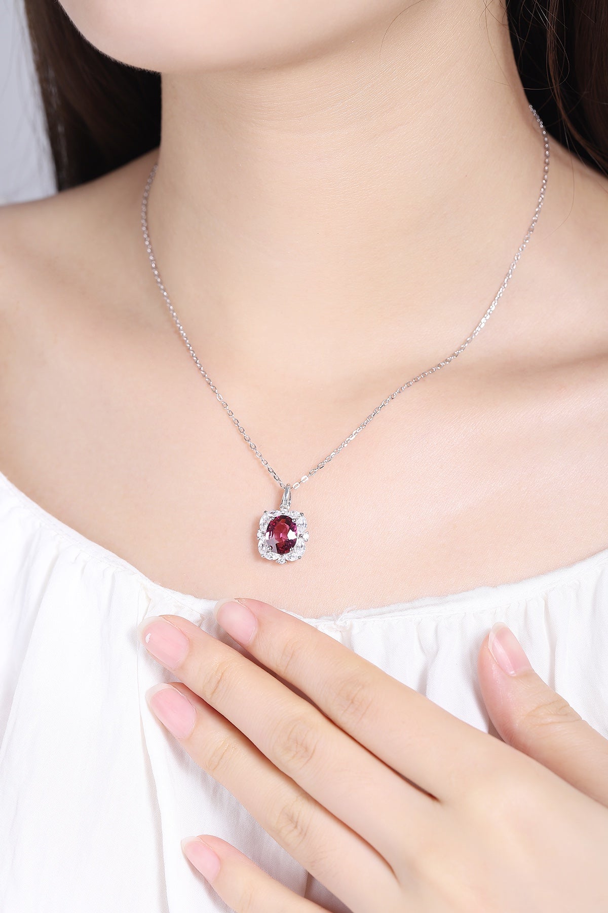 Pirmiana Fashion 4.12ct Natural Garnet Necklace S925 Silver Jewelry Engagement Gift Women