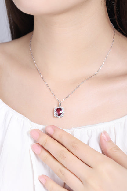 Pirmiana Fashion 4.12ct Natural Garnet Necklace S925 Silver Jewelry Engagement Gift Women