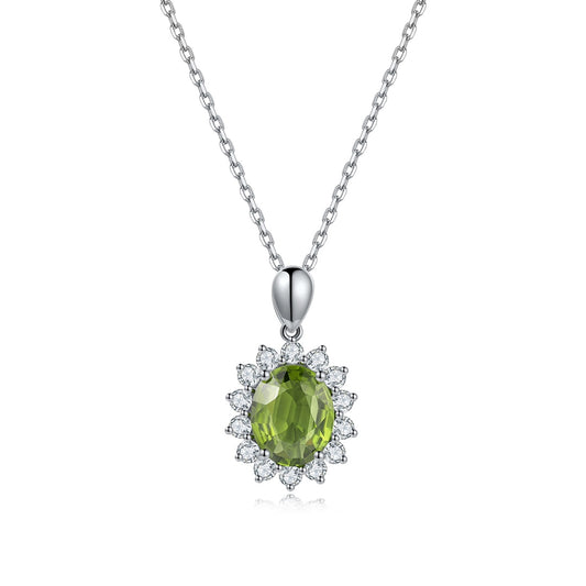 Pirmiana Fashion 3.56ct Natural Peridot Necklace S925 Silver Jewelry Engagement Gift Women