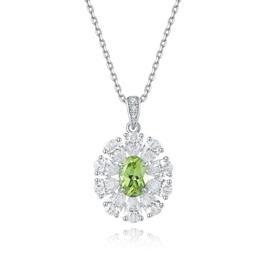 Pirmiana Fashion 0.91ct Natural Peridot Necklace S925 Silver Jewelry Engagement Gift Women