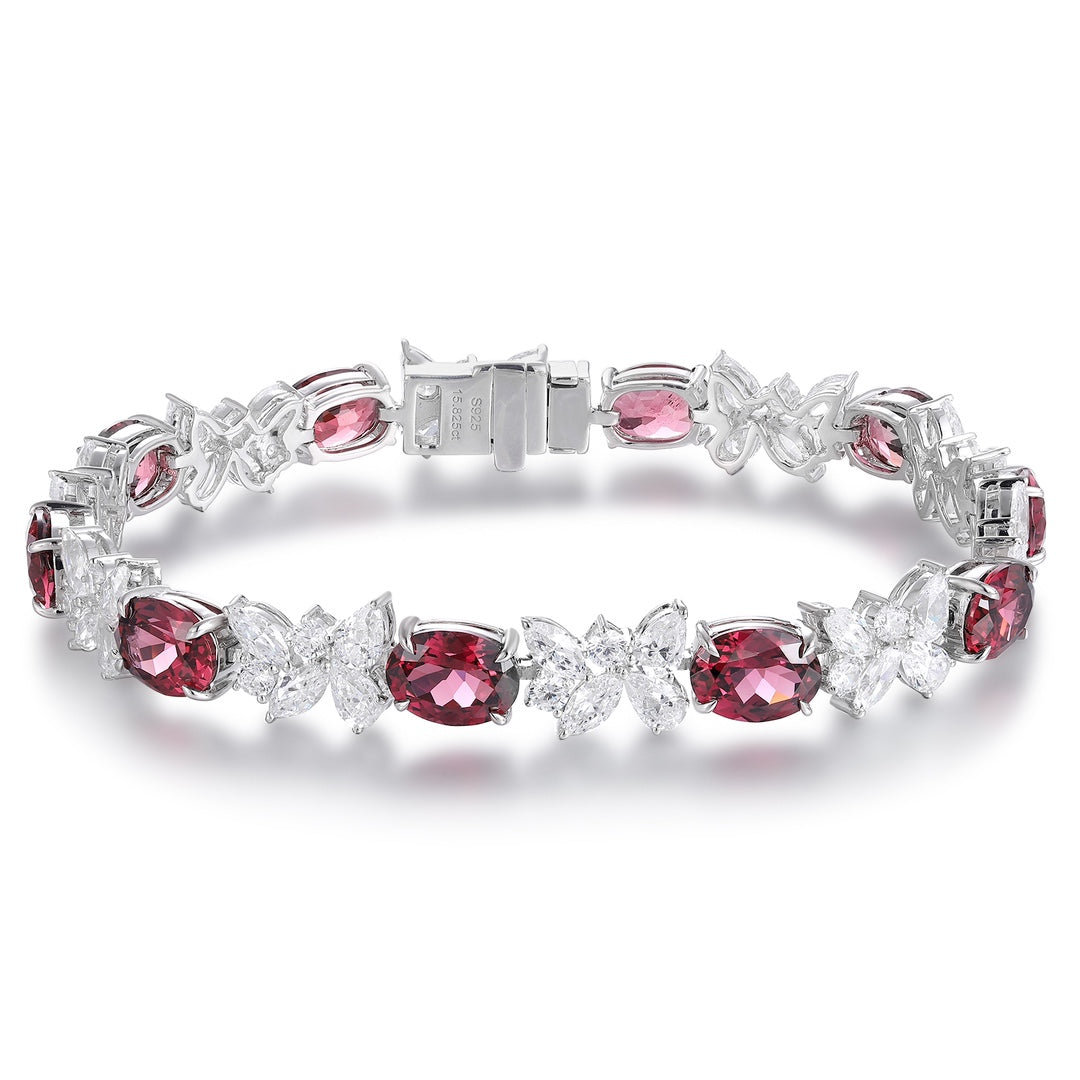 Pirmiana Fashion 15.83ct Natural Garnet Bracelet S925 Silver Jewelry Engagement Gift Women