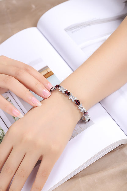 Pirmiana Fashion 15.83ct Natural Garnet Bracelet S925 Silver Jewelry Engagement Gift Women
