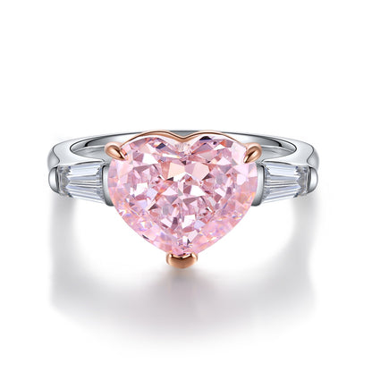 Pirmiana New Fashion 3ct Heart Shape Simulated Diamond Rings S925 Silver Jewelry Engagement Gift Women