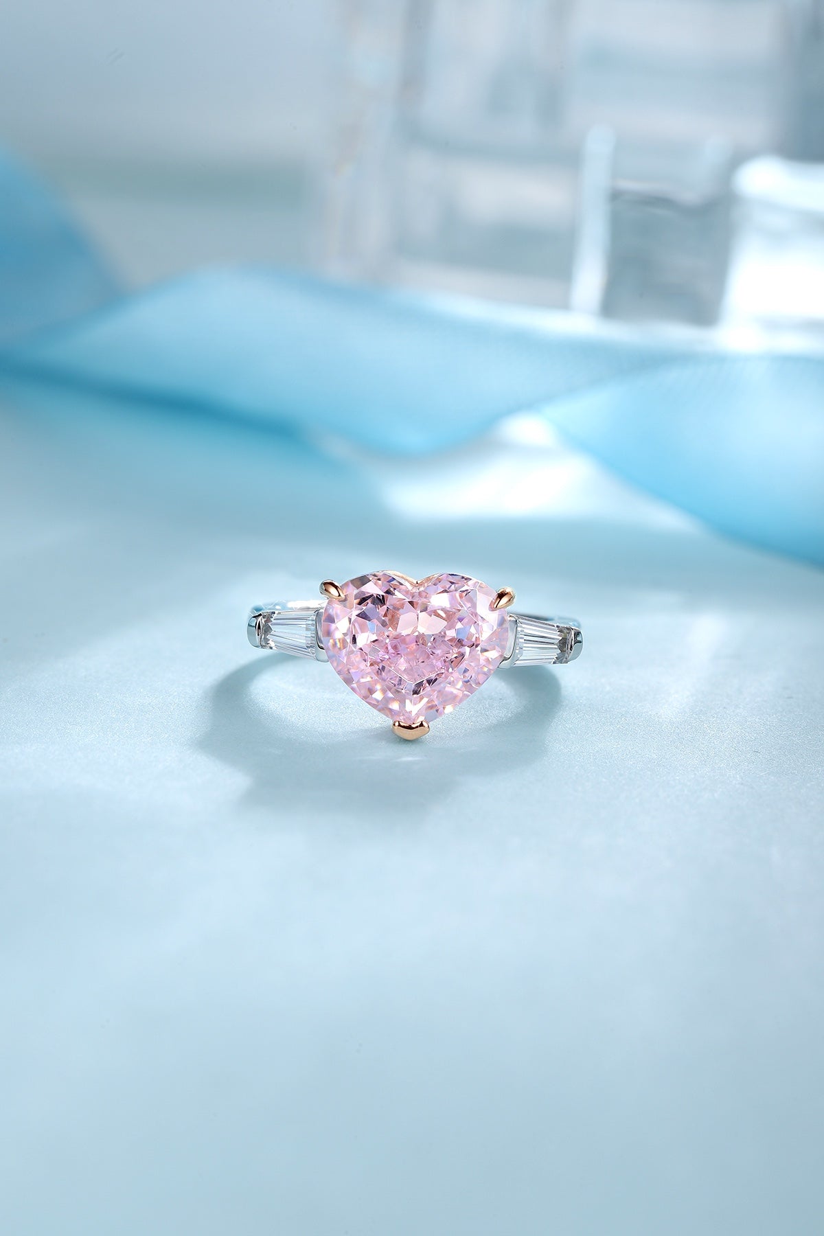 Pirmiana New Fashion 3ct Heart Shape Simulated Diamond Rings S925 Silver Jewelry Engagement Gift Women