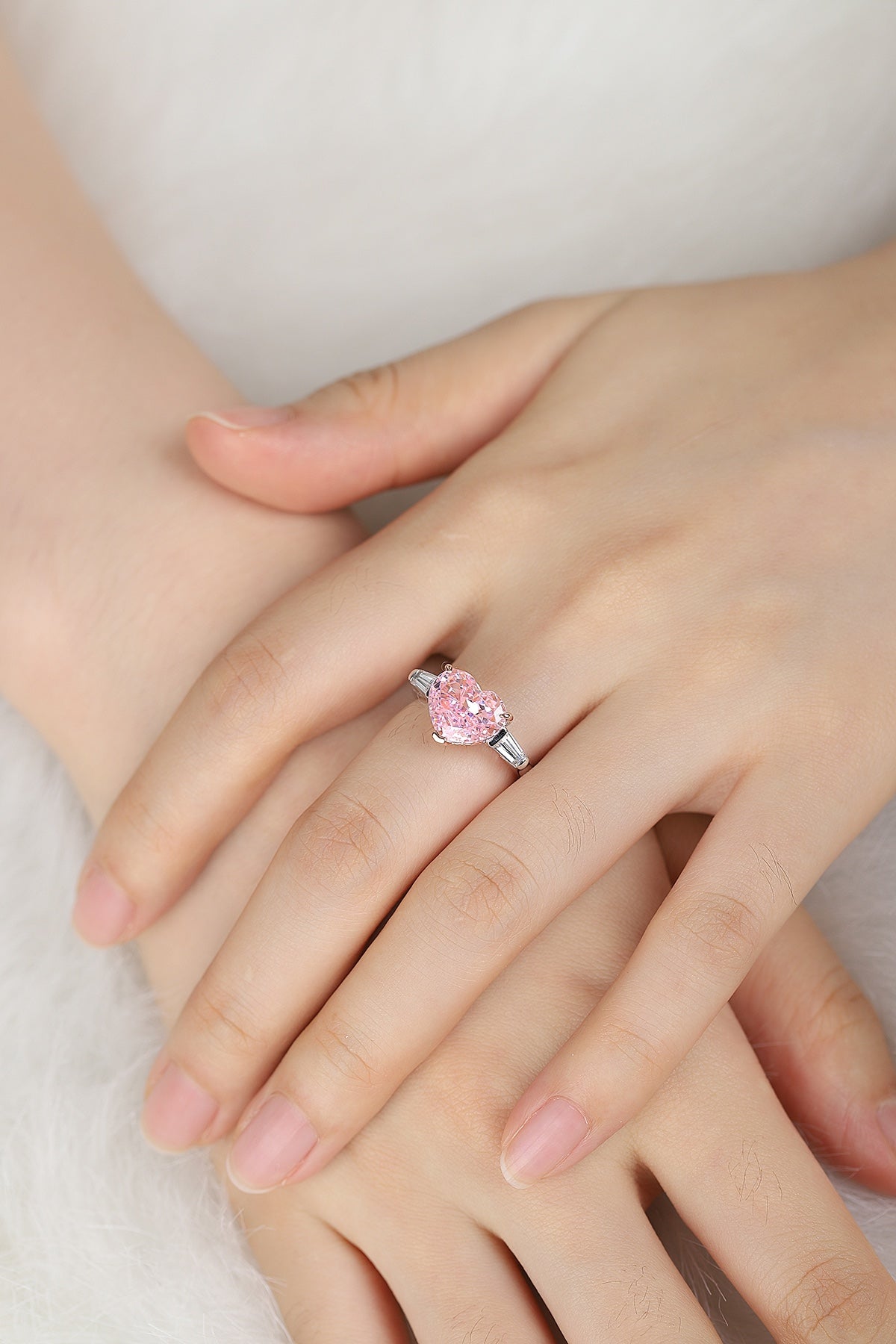 Pirmiana New Fashion 3ct Heart Shape Simulated Diamond Rings S925 Silver Jewelry Engagement Gift Women