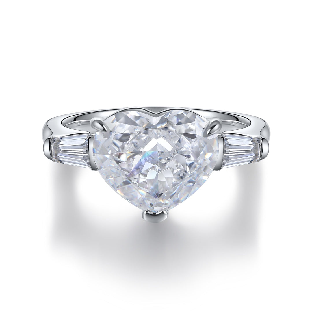 Pirmiana New Fashion 3ct Heart Shape Simulated Diamond Rings S925 Silver Jewelry Engagement Gift Women
