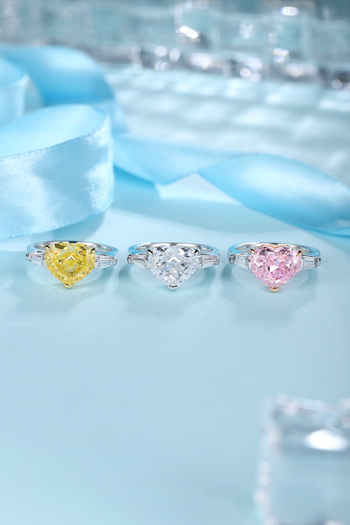 Pirmiana New Fashion 3ct Heart Shape Simulated Diamond Rings S925 Silver Jewelry Engagement Gift Women