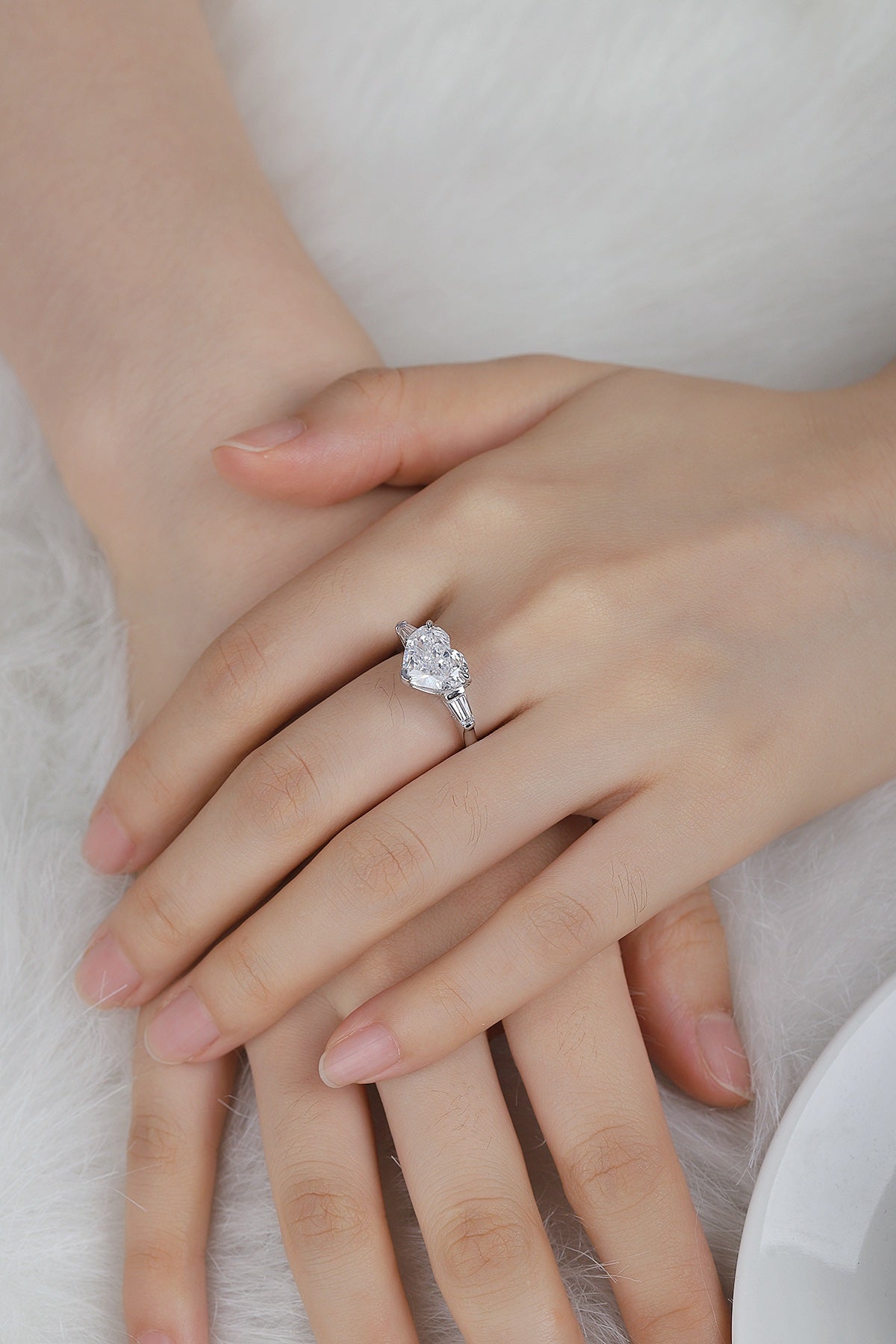 Pirmiana New Fashion 3ct Heart Shape Simulated Diamond Rings S925 Silver Jewelry Engagement Gift Women