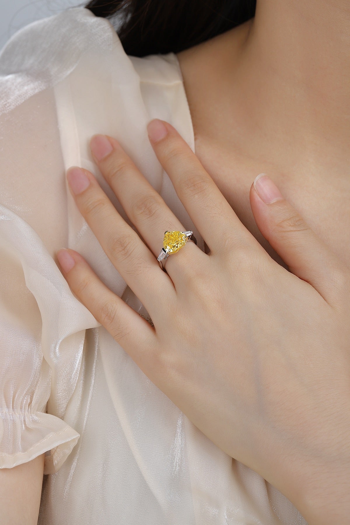 Pirmiana New Fashion 3ct Heart Shape Simulated Diamond Rings S925 Silver Jewelry Engagement Gift Women