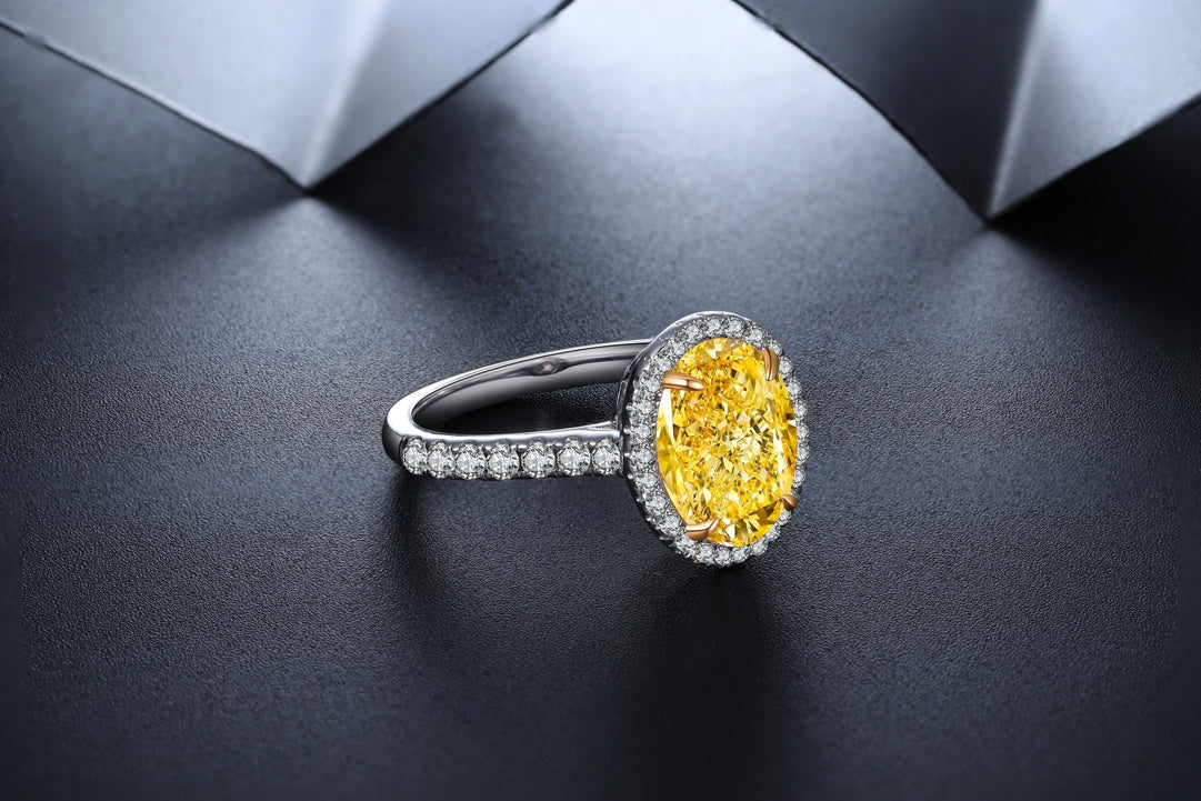 Pirmiana New Fashion 3ct Oval Simulated Diamond Rings S925 Silver Jewelry Engagement Gift Women