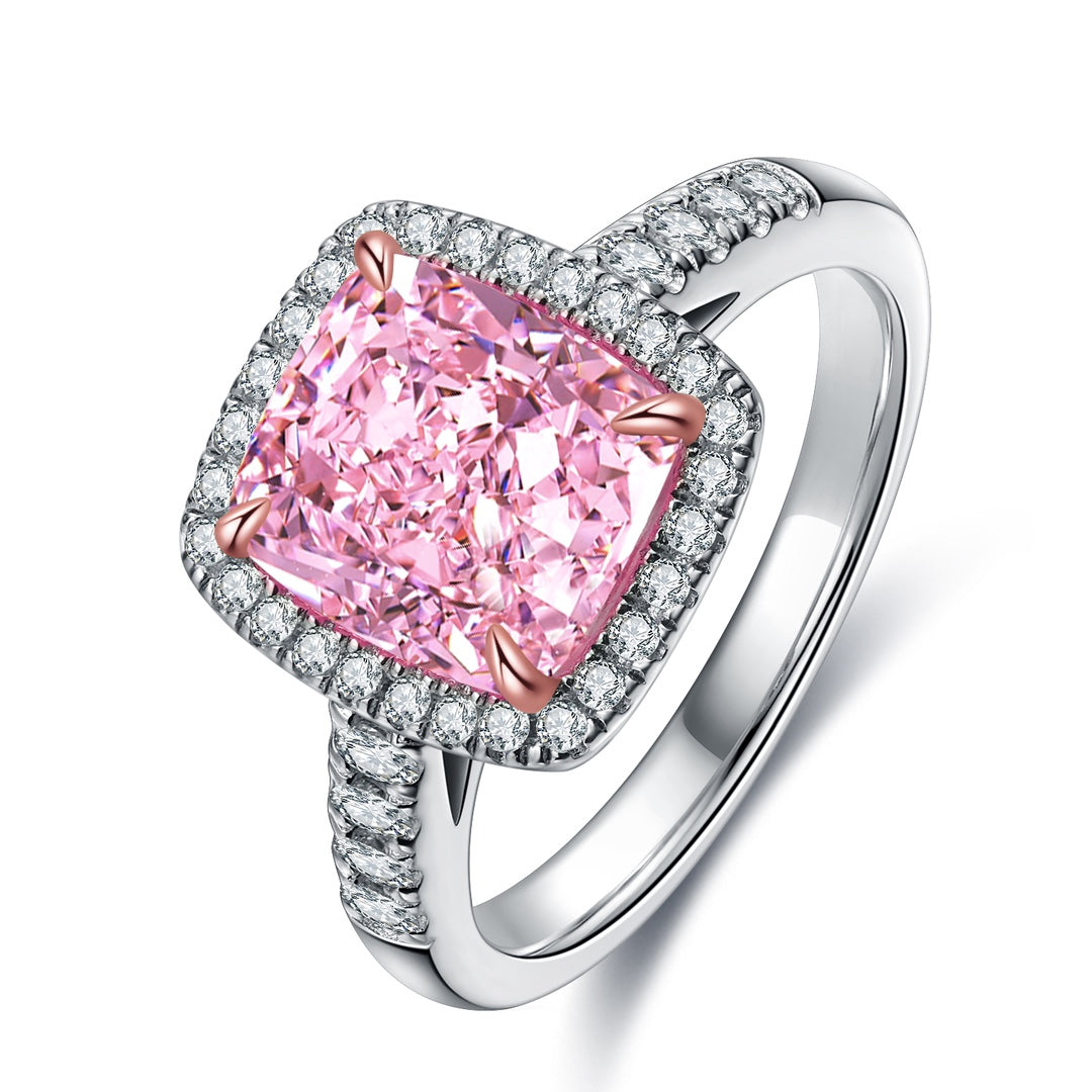 Pirmiana New Fashion 3ct Cushion Simulated Diamond Rings S925 Silver Jewelry Engagement Gift Women