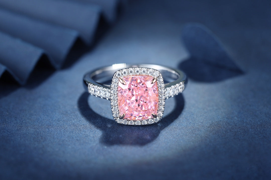 Pirmiana New Fashion 3ct Cushion Simulated Diamond Rings S925 Silver Jewelry Engagement Gift Women