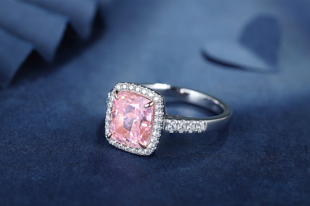 Pirmiana New Fashion 3ct Cushion Simulated Diamond Rings S925 Silver Jewelry Engagement Gift Women
