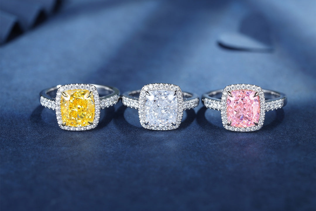 Pirmiana New Fashion 3ct Cushion Simulated Diamond Rings S925 Silver Jewelry Engagement Gift Women