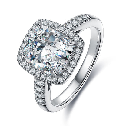 Pirmiana New Fashion 3ct Cushion Simulated Diamond Rings S925 Silver Jewelry Engagement Gift Women