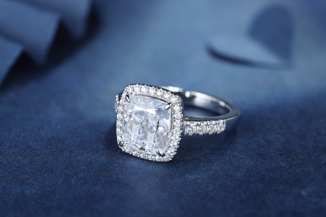 Pirmiana New Fashion 3ct Cushion Simulated Diamond Rings S925 Silver Jewelry Engagement Gift Women