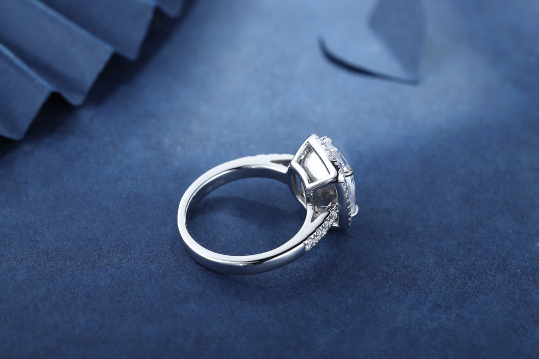 Pirmiana New Fashion 3ct Cushion Simulated Diamond Rings S925 Silver Jewelry Engagement Gift Women