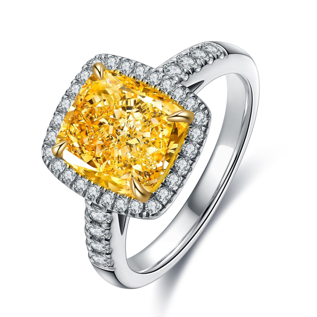 Pirmiana New Fashion 3ct Cushion Simulated Diamond Rings S925 Silver Jewelry Engagement Gift Women