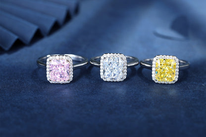 Pirmiana New Fashion 3ct Radiant Simulated Diamond Rings S925 Silver Jewelry Engagement Gift Women