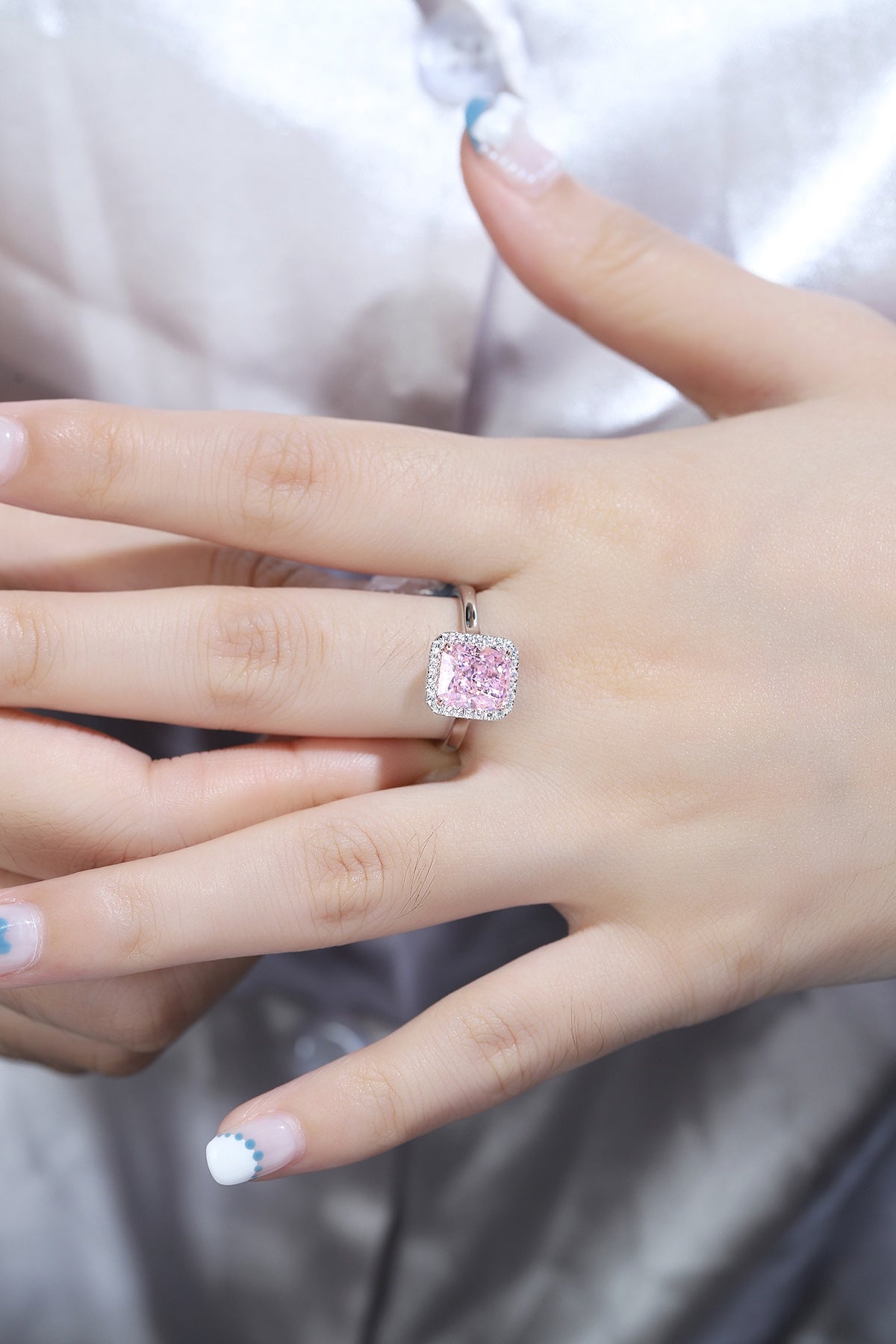Pirmiana New Fashion 3ct Radiant Simulated Diamond Rings S925 Silver Jewelry Engagement Gift Women