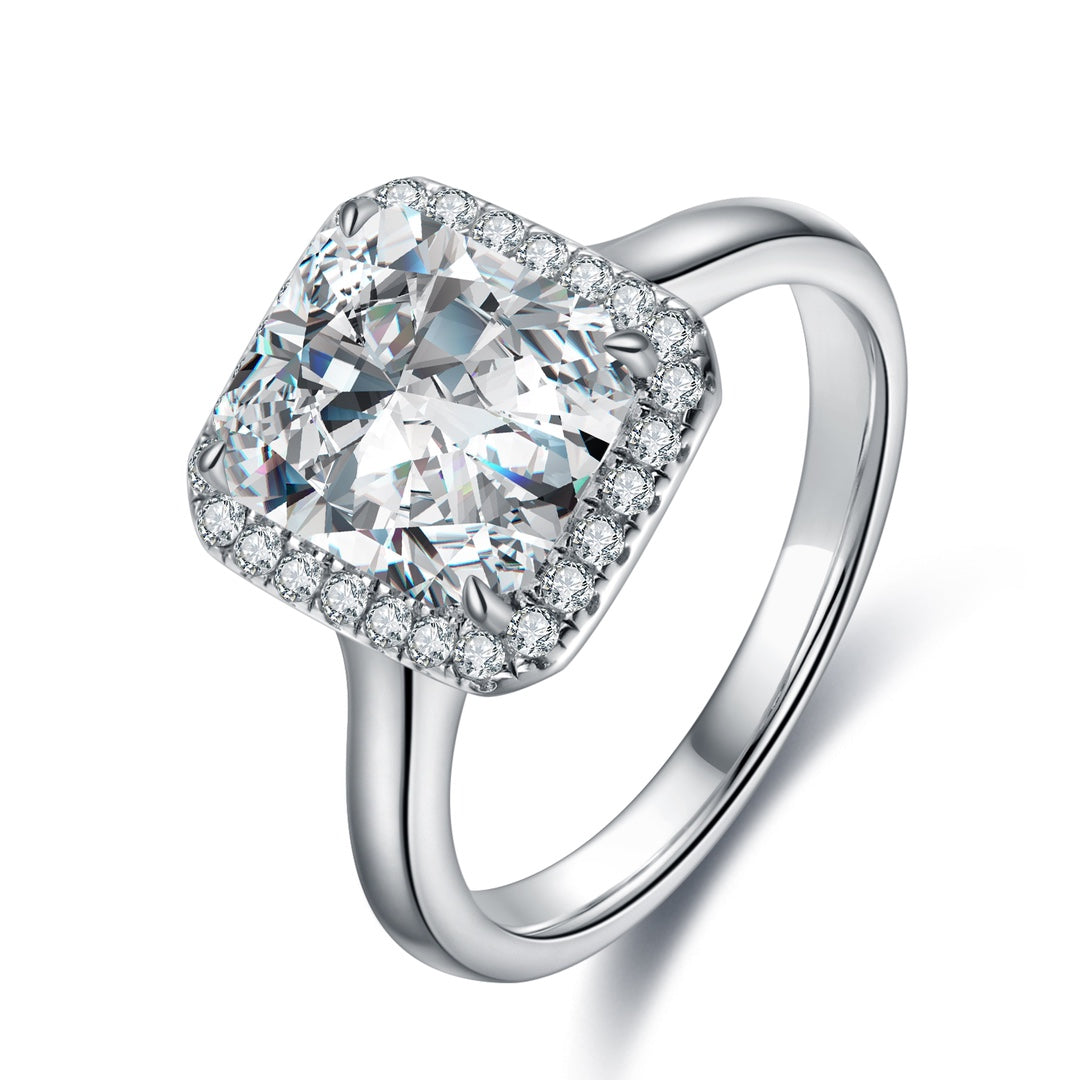 Pirmiana New Fashion 3ct Radiant Simulated Diamond Rings S925 Silver Jewelry Engagement Gift Women