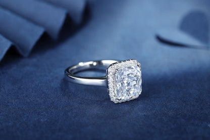 Pirmiana New Fashion 3ct Radiant Simulated Diamond Rings S925 Silver Jewelry Engagement Gift Women